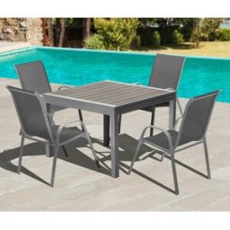 Pratik Garden - Table extensible Saint-Tropez Polywood grise - 90/180x90x73 cm OS