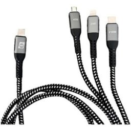 IWH Câble de charge USB USB-C®, USB Micro-A femelle, Connecteur Lightning 1.20 m 019057