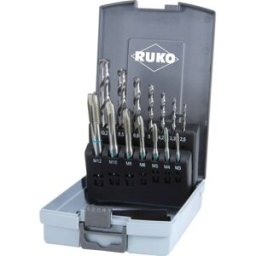 RUKO 245048RO Set de tarauds pour machine 14 pièces métrique M3, M4, M5, M6, M8, M10, M12 coupe à droite DIN 371, DIN 376 HSS 1 set