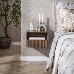 Vivabita Chevet suspendu style nature H 25 cm en acacia massif brun Carvie Brun