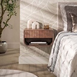 Vivabita Chevet suspendu style nature en acacia massif brun Heline Brun