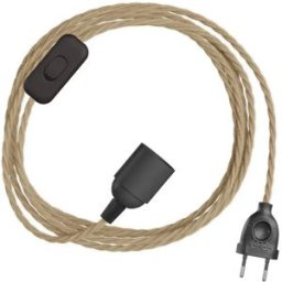 Creative Cables Kit Câble Snakebis Twisted E14 Avec Douille. Câble Tressé En Tissu Et Prise à 2 Broches 1.8 M Jute One Size