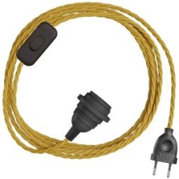 Creative Cables Abat-jour Snakebis Twisted E14-ensemble De Câbles Avec Douille. Câble Tressé En Tissu Et Fiche à Deux Broches 1.8 M Mustard Silk One Size