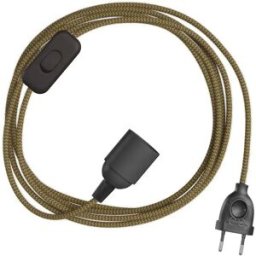 Creative Cables Kit Câble Snakebis Zig-zag E14 Avec Douille. Cordon En Tissu Zig-zag Et Fiche à 2 Broches 3 M Black / Golden One Size