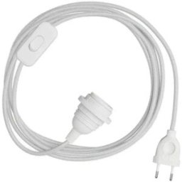 Creative Cables Abat-jour Snakebis E14-jeu De Câbles Avec Douille. Câble En Tissu Coloré Et Fiche à 2 Broches 3 M White Cotton One Size