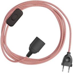 Creative Cables Kit Câble Snakebis Zig-zag E14 Avec Douille. Cordon En Tissu Zigzag Et Fiche à 2 Broches 3 M Silk Effect White / Red One Size