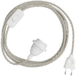 Creative Cables Abat-jour Snakebis Twisted E14-ensemble De Câbles Avec Douille De Lampe. Câble Tressé En Tissu Et Prise à 2 Broches 3 M Neutral Natural Linen One Size