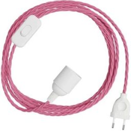 Creative Cables Ensemble De Câbles Snakebis Twisted E14 Avec Douille. Câble Tressé En Tissu Et Fiche à 2 Broches 3 M Fuchsia One Size