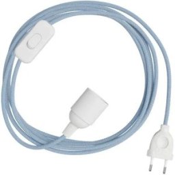 Creative Cables Kit Câble Snakebis Zig-zag E14 Avec Douille. Cordon En Tissu Zigzag Et Fiche à 2 Broches 3 M Steward Blue Natural Cotton and Linen One Size