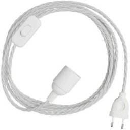 Creative Cables Kit Câble Snakebis Twisted E14 Avec Douille. Câble Tressé En Tissu Et Prise à 2 Broches 3 M White One Size