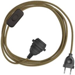 Creative Cables Abat-jour Snakebis Zig-zag E14-faisceau De Câblage Avec Douille. Câble En Tissu Zigzag Et Fiche Bipolaire 1.8 M Black / Golden One Size