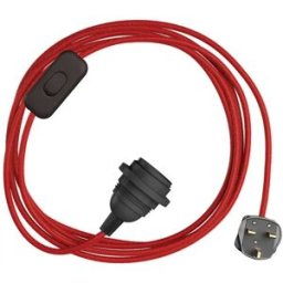 Creative Cables Douille Avec Cordon Snakebis Shade Ready E14 Fire Red 3 m