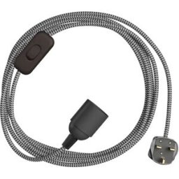 Creative Cables Douille Avec Cordon Snakebis Shade Ready E14 Black / White 1.8 m