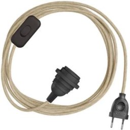 Creative Cables Abat-jour Snakebis E14-ensemble De Câbles Avec Douille De Lampe. Câble En Tissu Coloré Et Fiche à 2 Broches 1.8 M Jute One Size