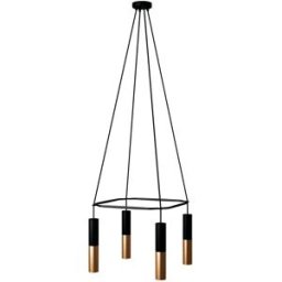 Creative Cables Lampe Suspendue Sans Ampoule Cage 4 Drops Tub-e14 Doppio Black / Satin Brass One Size