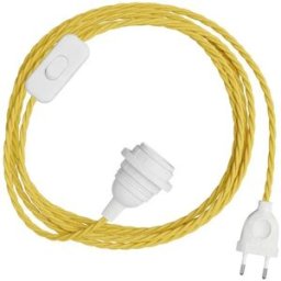 Creative Cables Abat-jour Snakebis Twisted E14-ensemble De Câbles Avec Support De Lampe. Câble Tressé En Tissu Et Prise à 2 Broches 3 M Yellow One Size