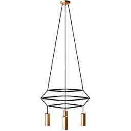 Creative Cables Lampe Suspendue Sans Ampoule 3 Cage 4 Drops Tub-e14 Satin Brass / Black One Size