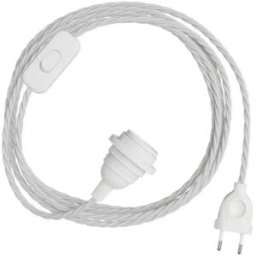 Creative Cables Abat-jour Snakebis Twisted E14-ensemble De Câbles Avec Support De Lampe. Câble Tressé En Tissu Et Prise à 2 Broches 3 M White One Size