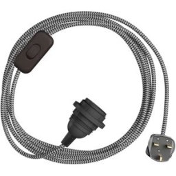 Creative Cables Douille Avec Cordon Snakebis Zig-zag Shade Ready E14 Black / White 3 m