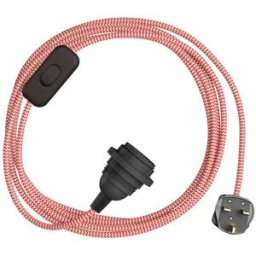 Creative Cables Douille Avec Cordon Snakebis Zig-zag Shade Ready E14 Red / White 1.8 m