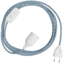 Creative Cables Kit Câble Snakebis Twisted E14 Avec Douille. Câble Tressé En Tissu Et Prise à 2 Broches 1.8 M Ocean Cotton One Size