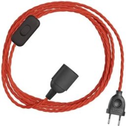 Creative Cables Kit Câble Snakebis Twisted E14 Avec Douille. Câble Tressé En Tissu Et Prise à 2 Broches 1.8 M Red Silk One Size
