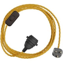 Creative Cables Douille Avec Cordon Snakebis Twisted Shade Ready E14 Mustard 3 m