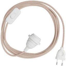 Creative Cables Abat-jour Snakebis Zig-zag E14-faisceau De Câblage Avec Douille. Câble Textile En Zigzag Et Fiche Bipolaire 1.8 M Cotton and Natural Linen Old Pink One Size