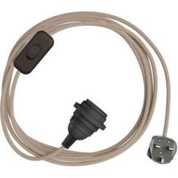 Creative Cables Douille Avec Cordon Snakebis Zig-zag Shade Ready E14 Bark 3 m