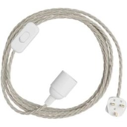 Creative Cables Douille Avec Cordon Snakebis Twisted E14 Natural White Linen 1.8 m