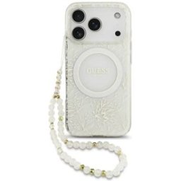 Guess Coque De Téléphone Iml Flowers Electro Pearl Strap Magsafe Iphone 17 Pro White One Size unisex