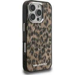 Karl Lagerfeld Coque De Téléphone Iml Leopard Pattern Magsafe Iphone 16 Pro Max Brown One Size unisex