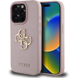 Guess Coque De Téléphone Pu Grained 4g Metal Logo Iphone 15 Pro Max Pink One Size unisex