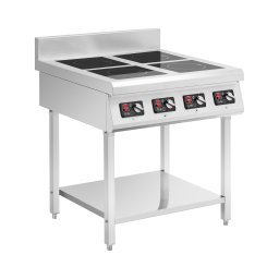 Plaque à induction sur pieds - 4 x 3500 W - 400 V - 4 x 20 cm - 10 niveaux - minuterie - Royal Catering