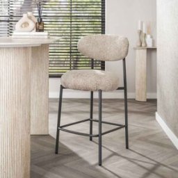 Vivabita Lot de 2 tabourets de bar modernes en tissu Rudy Sable ou sable/brun