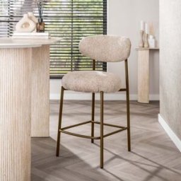 Vivabita Lot de 2 tabourets de bar modernes en tissu Rudy Sable/brun