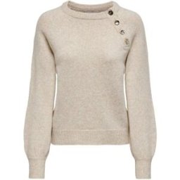 only ONLY Button Detail Round Neck Knitted Jumper Gris FR 40 (EU 38)