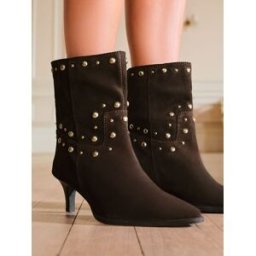 loveroses Love & Roses Real Suede Dome Stud Mid Heel Smart Ankle Boots Brun EU 40 (UK 7)