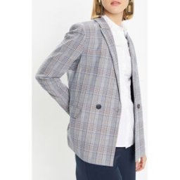 Galeries Lafayette - Veste blazer Rune double boutonnage imprimé Pince de Galles gris/noir 40