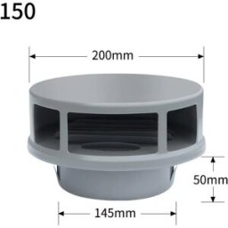 INF Chapeau d'évacuation mural pare-pluie en acier inoxydable 304 - conception coupe-vent à double couche, s'adapte à une Gris