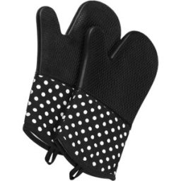 INF Gants de four à micro-ondes longs 300℃ résistants à la chaleur et antidérapants (1 paire) Le noir