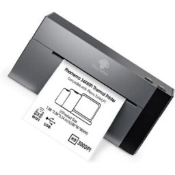 INF Imprimante d'étiquettes thermique WiFi - 300dpi haute résolution, WiFi+Bluetooth, largeur d'impression 108mm, USB/Réseau gris et noir