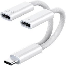 INF Adaptateur Type-C vers C+C – Charge rapide 60W, audio numérique, télécommande en ligne et micro, compatible avec Apple,