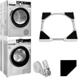 INF Cadre empilable en acier inoxydable pour sèche-linge - kit réglable antidérapant sans outils pour lave-linge et sèche-linge