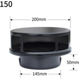 INF Chapeau d'évacuation mural pare-pluie en acier inoxydable 304 - conception coupe-vent à double couche, s'adapte à une Le noir
