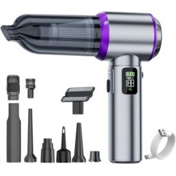 INF Aspirateur de voiture portable 100W, moteur sans balais, 16000Pa d'aspiration, batterie 3-cell 2000mAh Violet+gris