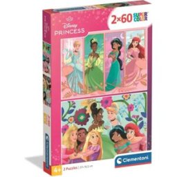 Clementoni, le Puzzle européen Made in Italie Puzzle 2 Puzzles - Disney Princess - 51 à 99 pièces