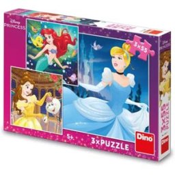 Dino Puzzle 3 Puzzles - Princesses Heureuses - 51 à 99 pièces