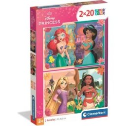 Clementoni, le Puzzle européen Made in Italie Puzzle 2 Puzzles - Disney Princess - 10 à 25 pièces