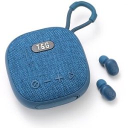 Mini Enceinte Bluetooth 2 En 1 Avec Écouteurs Tws Autonomie Longue Portée 10m Bleu Yonis